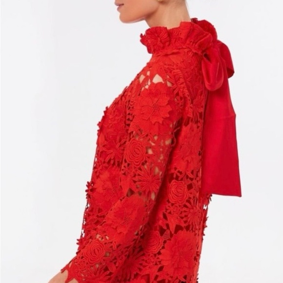 tuckernuck Tops - Tuckernuck Red Floral Lace Blouse